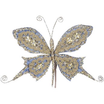 Бабочка голубая с золотом HOUSE OF SEASONS 10*10*5 см на клипсе Бабочка голубая с золотом HOUSE OF SEASONS 10*10*5 см на клипсе