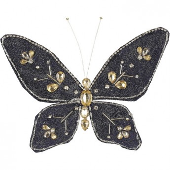 Бабочка со стразами черная HOUSE OF SEASONS 16*20*1 см на клипсе