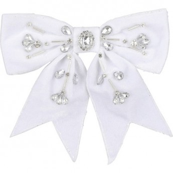 Бант белый со стразами HOUSE OF SEASONS 18*18*1 см на клипсе