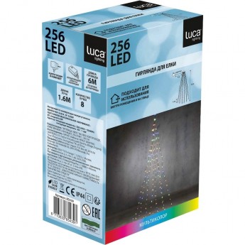 Декор гирлянда - хвост LUCA LIGHTING на зеленом проводе, мультиколор, 8 функций, 256 лампы, 160 см