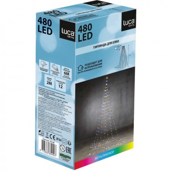 Декор гирлянда - хвост LUCA LIGHTING на зеленом проводе, мультиколор, 8 функций, 480 ламп, 200 см