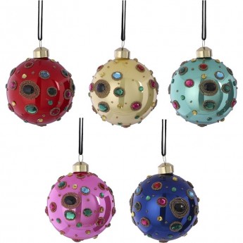 Декор шар HOUSE OF SEASONS, ø 8 см красный/розовый/зеленый/голубой/желтый, 5 видов