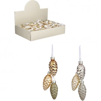 Декор связка из 3 шишек HOUSE OF SEASONS, 6*3 см, брызги шампанского в ассорт. 2 вида