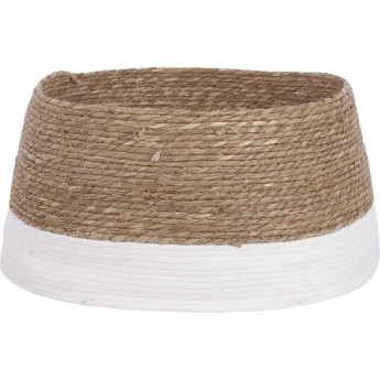 Джутовая корзина для елки коричневая с белой полосой 26*58 см