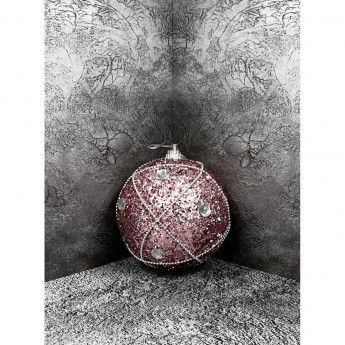 Елочная игрушка шар ø 8 см красный со стразами в дисплее пенопласт (мин.партия 24 шт.)