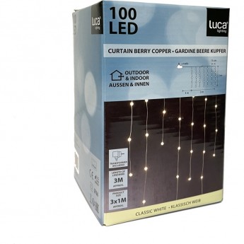 Гирлянда занавес LUCA LIGHTING ягодки белый свет 100 ламп, 300*100 см