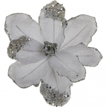 Магнолия на клипсе HOUSE OF SEASON,S Ø 20 см, цвет серебро с блеском