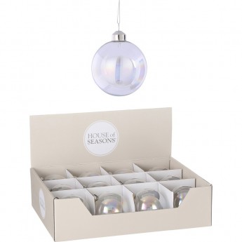 Набор HOUSE OF SEASONS, 12 шт. стеклянных новогодних шаров, диам. 8 см, перламутровый