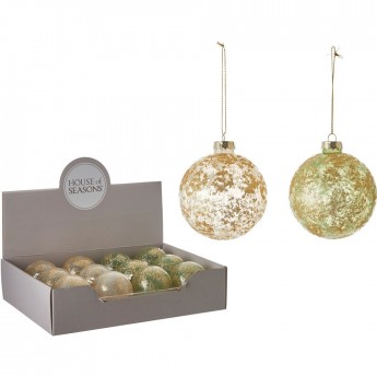 Набор HOUSE OF SEASONS, 12 шт. стеклянных шаров, диам. 8см, коричневый/зеленый, 2 вида