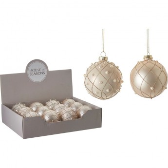 Набор HOUSE OF SEASONS, 12 шт. стеклянных шаров, диам. 8см, розовой, 2 вида