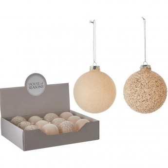Набор HOUSE OF SEASONS, 12 шт. стеклянных шаров, диам. 8см, розовой, 2 вида
