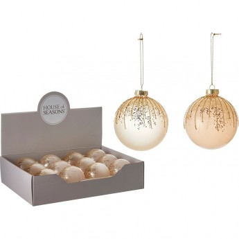 Набор HOUSE OF SEASONS, 12 шт. стеклянных шаров, диам. 8см, золото/медь, 2 вида