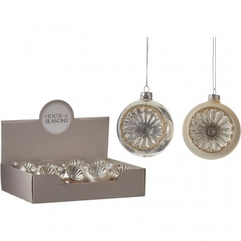 Набор HOUSE OF SEASONS, 12 шт. стеклянных шаров, диам. 8см, золото/серебро, 2 вида