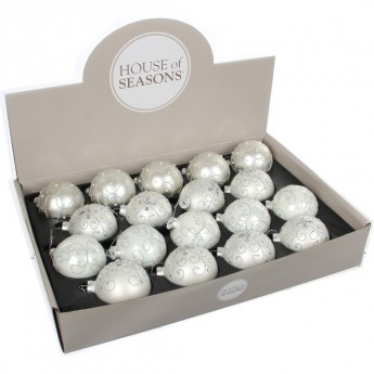Набор HOUSE OF SEASONS, 18 шт. стеклянных шаров, диам. 7см, белый, 3 вида