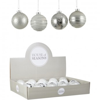 Набор HOUSE OF SEASONS, 18 шт. стеклянных шаров, диам. 7см, белый, 4 вида