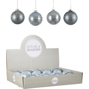 Набор HOUSE OF SEASONS, 18 шт. стеклянных шаров, диам. 7см, голубой, 4 вида