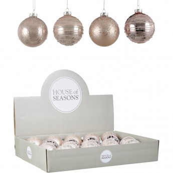 Набор HOUSE OF SEASONS, 18 шт. стеклянных шаров, диам. 7см, розовый, 4 вида