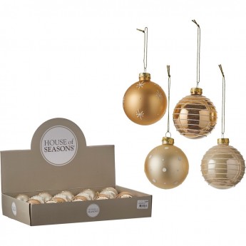 Набор HOUSE OF SEASONS, 18 шт. стеклянных шаров, диам. 7см, шампань, 4 вида