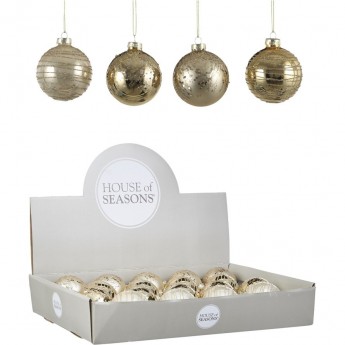 Набор HOUSE OF SEASONS, 18 шт. стеклянных шаров, диам. 7см, золото, 4 вида