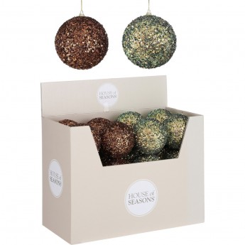 Набор HOUSE OF SEASONS, 24 шт. пенопластовых новогодних шаров, диам. 10 см, 2 вида, медный/зеленый