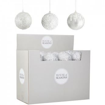 Набор HOUSE OF SEASONS, 24 шт. пенопластовых шаров, диам. 10см, серебро, 3 вида
