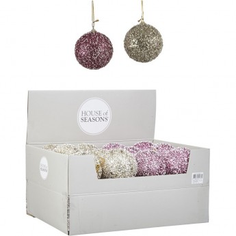 Набор HOUSE OF SEASONS, 24 шт. пенопластовых шаров, диам. 8см, розовый/золото