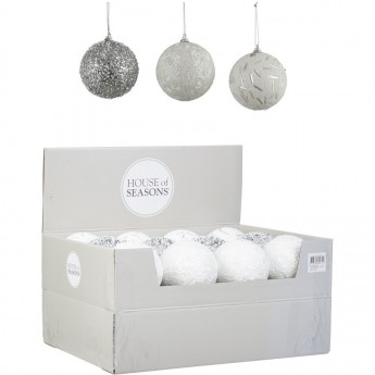 Набор HOUSE OF SEASONS, 24 шт. пенопластовых шаров, диам. 8см, серебро/белый