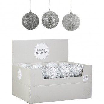 Набор HOUSE OF SEASONS, 24 шт. пенопластовых шаров, диам. 8см, серебро/белый/шампань