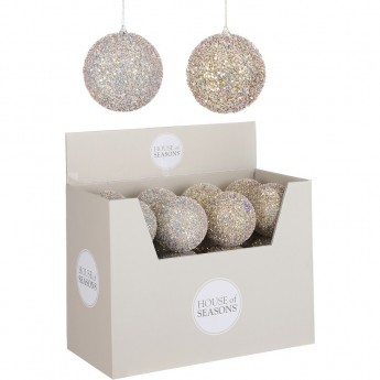 Набор HOUSE OF SEASONS, 24 шт. пластиковых новогодних шаров, диам. 10 см, 2 вида, серебро/золото