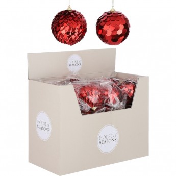 Набор HOUSE OF SEASONS, 24 шт. пластиковых новогодних шаров, диам. 10 см, красный, 2 вида