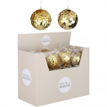 Набор HOUSE OF SEASONS, 24 шт. пластиковых новогодних шаров, диам. 10 см, золото, 2 вида
