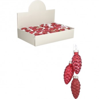 Набор HOUSE OF SEASONS, 72 шт. стеклянных шишек, 6*3 см, классический красный, связанных по 3 шт