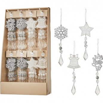 Набор HOUSE OF SEASONS, 96 шт. пластиковых сосулек, 6,5х19 см, белая/серебро