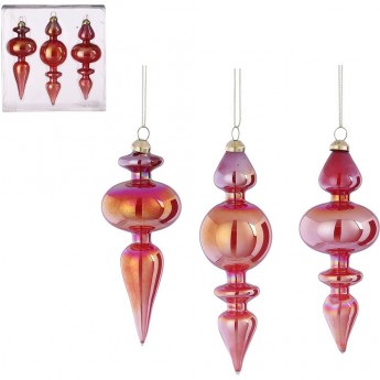 Набор из 3 шт подвесок HOUSE OF SEASONS, капля, 3 вида, красный перламутр, 17*6,5 см