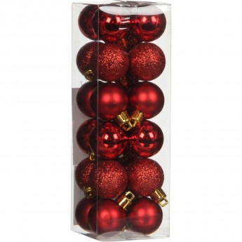Набор пластиковых шаров HOUSE OF SEASONS, Ø 3 см, красный, 24 шт.