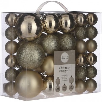 Набор пластиковых шаров HOUSE OF SEASONS, 46шт: 24шт*Ø4см, 16шт*Ø6см, 6шт*Ø8см, коричневый