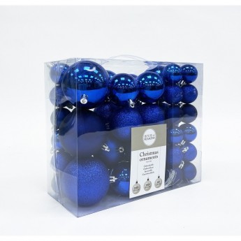 Набор пластиковых шаров HOUSE OF SEASONS, 46шт: 24шт*Ø4см, 16шт*Ø6см, 6шт*Ø8см, синий