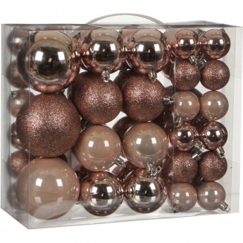 Набор пластиковых шаров HOUSE OF SEASONS, 46шт: 24шт*Ø4см, 16шт*Ø6см, 6шт*Ø8см, светло-розовый