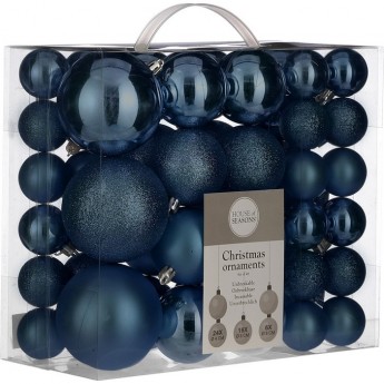 Набор пластиковых шаров HOUSE OF SEASONS, 46шт: 24шт*Ø4см, 16шт*Ø6см, 6шт*Ø8см, темно-синий