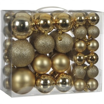 Набор пластиковых шаров HOUSE OF SEASONS, 46шт: 24шт*Ø4см, 16шт*Ø6см, 6шт*Ø8см, золото