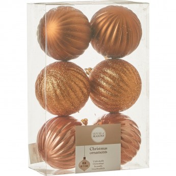 Набор пластиковых шаров HOUSE OF SEASONS, 6шт, Ø7см, коричневый