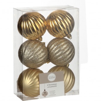 Набор пластиковых шаров HOUSE OF SEASONS, 6шт, Ø7см, золото