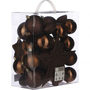 Набор пластиковых шаров с верхушкой HOUSE OF SEASONS, Ø 8 см, коричневый, 40 шт.