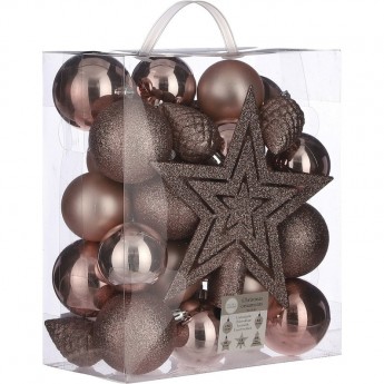 Набор пластиковых шаров с верхушкой HOUSE OF SEASONS, Ø 8 см, светло-розовый, 40 шт.