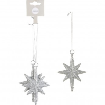 Набор подвесок из 2 звезд HOUSE OF SEASONS, 8*10 см, серая