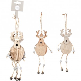 Набор подвесок олень HOUSE OF SEASONS, 5*16 см, белый/коричневый