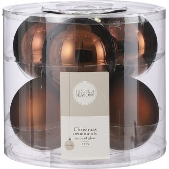 Набор шаров HOUSE OF SEASONS, ø 8 см, 6 шт., коричневый