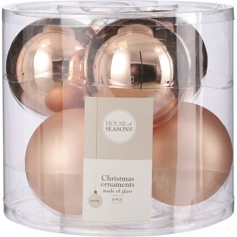 Набор шаров HOUSE OF SEASONS, ø 8 см, 6 шт., светло-розовый