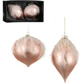 Набор шаров HOUSE OF SEASONS, луковка/капелька, Ø 10, перламутровый