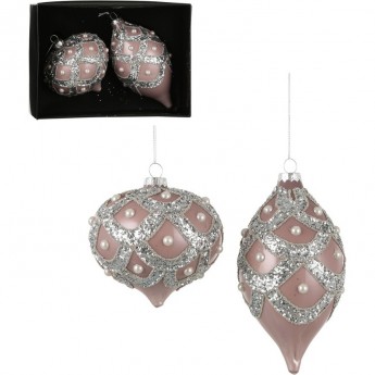 Набор шаров HOUSE OF SEASONS, луковка/капелька, Ø 10, розовый